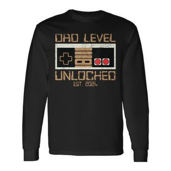 Dad Level Unlocked 2024 Leveled Up To Dad Soon To Be Dad Long Sleeve T-Shirt - Seseable