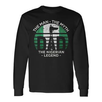 Dad The Man The Myth The Nigerian Legend Nigeria Vintage Long Sleeve T-Shirt - Monsterry DE