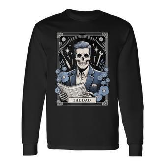 The Dad Tarot Card Skeleton Fathers Day Skull Daddy Coffee Long Sleeve T-Shirt - Thegiftio UK