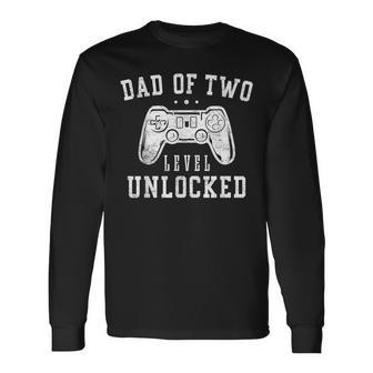 Dad Of Two Level Unlocked Promoted To Daddy Again Long Sleeve T-Shirt - Monsterry UK