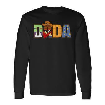 Dada Birthday Boy Western Rodeo Family Party Decorations Long Sleeve T-Shirt | Mazezy
