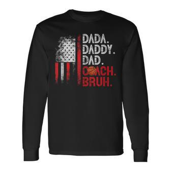 Dada Daddy Dad Coach Bruh Basketball Dad Us Flag Fathers Day Long Sleeve T-Shirt - Thegiftio UK