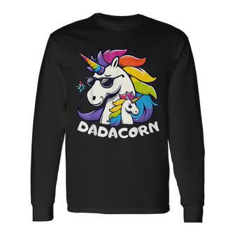 Dadacorn Unicorn Dad And Baby Unicorn Papa Father's Day Long Sleeve T-Shirt - Thegiftio UK