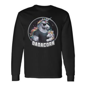 Dadacorn Unicorn Dad And Daughter Son Papa Father's Day Long Sleeve T-Shirt - Thegiftio UK