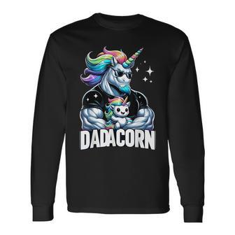 Dadacorn Unicorn Dad And Son Daughter Papa Father's Day Long Sleeve T-Shirt - Monsterry CA