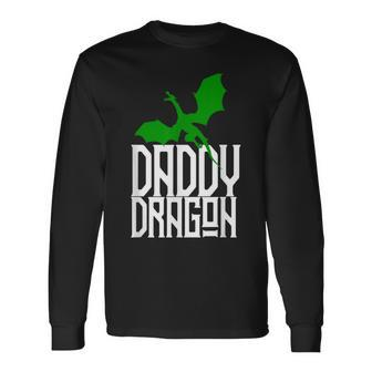 Daddy Dragon Matching Family Tribe Green Dad Father Long Sleeve T-Shirt - Monsterry