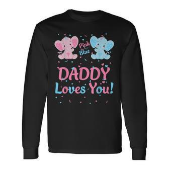 Daddy Gender Reveal Elephant Pink Or Blue Matching Family Long Sleeve T-Shirt | Mazezy
