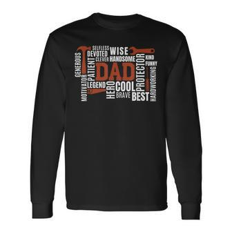 Daddy Legend Protector Provider Hero Father's Day Dad Long Sleeve T-Shirt - Seseable