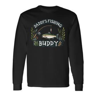 Daddy's Fishing Buddy Vintage Style Angler Enthusiast Long Sleeve T-Shirt - Monsterry