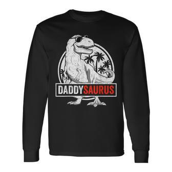 Daddysaurus Dad Fathers Day T Rex Dinosaur Long Sleeve T-Shirt - Monsterry