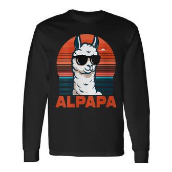 Damen Alpapaatertag Bester Papa Alpaka Alpapa Mit Sonnenbrille Mit-Ausschnitt Langarmshirts - Geschenkecke