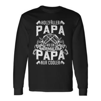 Damen Holzfäller Kettensäge Im Wald Papa Holz Geschenk Fun Mit-Ausschnitt Langarmshirts - Geschenkecke