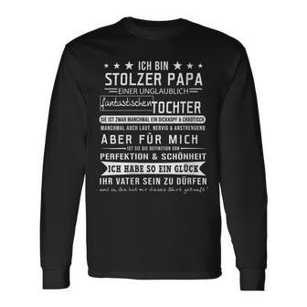 Damen Ich Bin Stolzer Papaater Tochter Eltern Geschenk Spruch Mit-Ausschnitt Langarmshirts - Geschenkecke