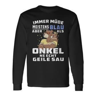 Damen Immer Müde Meistens Blau Onkel Papaatertagater Onkel Mit-Ausschnitt Langarmshirts - Geschenkecke