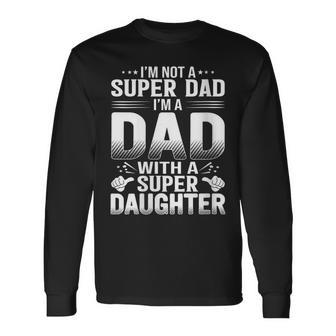 Damen Kein Super Papa Ich Bin Papa Mit Einer Supertochteraterkind Mit-Ausschnitt Langarmshirts - Geschenkecke