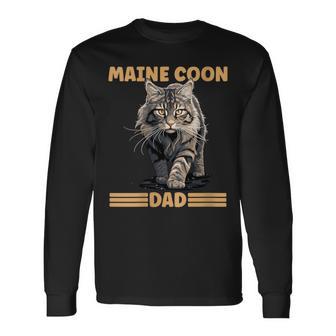 Damen Maine Coon Papa Katzenliebhaber Maine Coon Dad Mit-Ausschnitt Langarmshirts - Geschenkecke