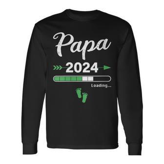 Damen Papa Loading 2024 Werdender Papa Baby Geburt Daddy To Be Mit-Ausschnitt Langarmshirts - Geschenkecke