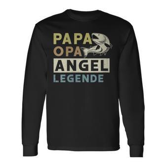 Damen Papa Opa Angel Legende Geschenk Zumatertag Für Angler Mit-Ausschnitt Langarmshirts - Geschenkecke