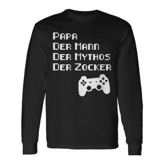 Damen Papa Zockerater Gamer Geburtstag Spruch Lustig Geschenk Mit-Ausschnitt Langarmshirts - Geschenkecke