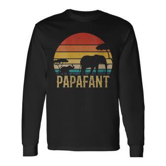 Damen Papafant Papa Elefant Retrointage Sunsetatertag Savanne Mit-Ausschnitt Langarmshirts - Geschenkecke