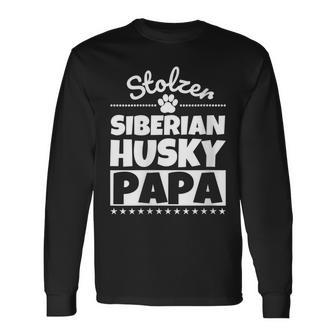 Damen Stolzer Siberian Husky Papa Mit-Ausschnitt Langarmshirts - Geschenkecke