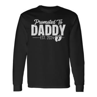 Damenatertag Erstes Mal Papa 2024 Promoted To Daddy Est 2024 Mit-Ausschnitt Langarmshirts - Geschenkecke