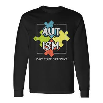 Dare To Be Different Autism Awareness Cute Puzzle Long Sleeve T-Shirt - Monsterry AU