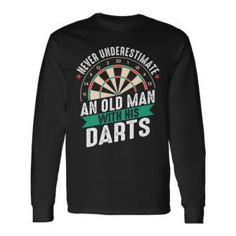 Dart Never Underestimate An Old Man With His Darts Long Sleeve T-Shirt | Mazezy UK