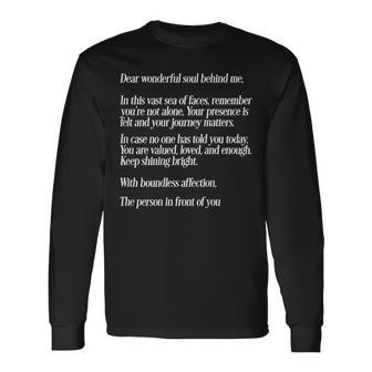 Dear Person Behind Me Positive Message Quote You Matter Long Sleeve T-Shirt - Thegiftio UK