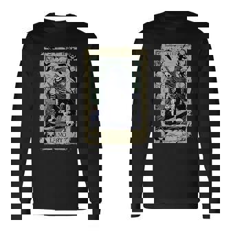 The Death Tarot Tapestry La Mort Death Tarot Card Spooky Long Sleeve T-Shirt - Thegiftio