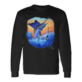 Deep Sea Fishing Marlin Sport Fishing Long Sleeve T-Shirt - Thegiftio UK
