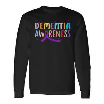 Dementia Awareness Purple Color Ribbon September Support Long Sleeve T-Shirt - Thegiftio UK