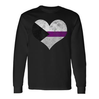 Demisexual Pride Heart Flag Identity Lgbt Graphic Long Sleeve T-Shirt - Monsterry