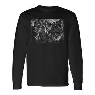 Demon Fight Vintage Zombies Undead Illustrated Horror Long Sleeve T-Shirt - Monsterry AU