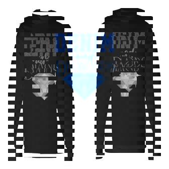 Denim And Diamonds Fashionable Trendy Jeans Long Sleeve T-Shirt - Thegiftio