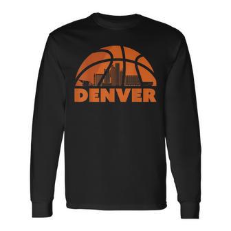 Denver City Skyline Colorado Basketball Fan Jersey Long Sleeve T-Shirt - Monsterry CA