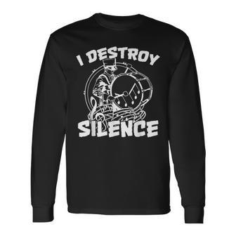 I Destroy Silence Bass Drum Marching Band Long Sleeve T-Shirt - Monsterry CA
