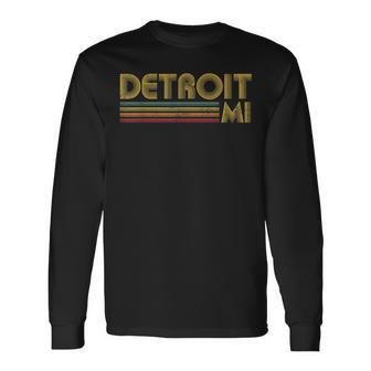 Detroit Michigan Mi Retro Vintage 60'S 70'S 80'S Long Sleeve T-Shirt - Monsterry UK