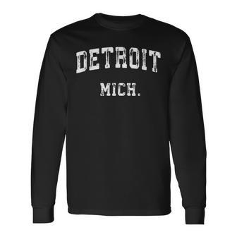 Detroit Michigan Mi Vintage Athletic Sports Long Sleeve T-Shirt - Monsterry