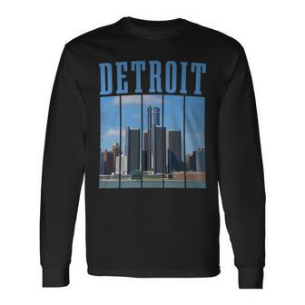 Detroit Skyline 313 Michigan Vintage Pride Long Sleeve T-Shirt - Monsterry DE