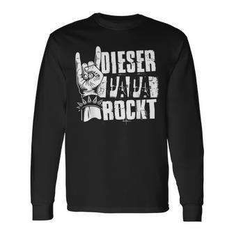 Dieser Papa Rockt Heavy Metal Rocker Rock & Roll Papa Langarmshirts - Geschenkecke