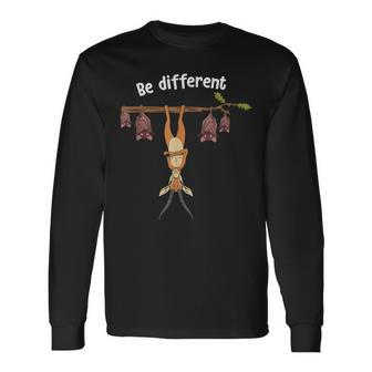 Be Different Cute Antelope With Bats Hanging On Tree Long Sleeve T-Shirt - Monsterry CA