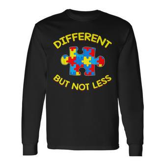 Different But Not Less Autism Awareness Puzzle Long Sleeve T-Shirt - Monsterry