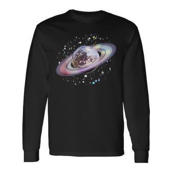 Disco Ball Saturn Rings 70S Retro Club Vintage Long Sleeve T-Shirt - Monsterry UK