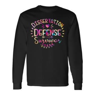 Dissertation Defense Survivor Phd Graduation Announcement Long Sleeve T-Shirt - Monsterry