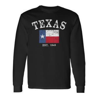 Distressed Texas State Flag Long Sleeve T-Shirt - Seseable