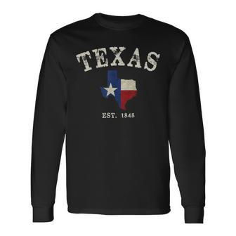 Distressed Texas State Flag Map Long Sleeve T-Shirt - Thegiftio UK