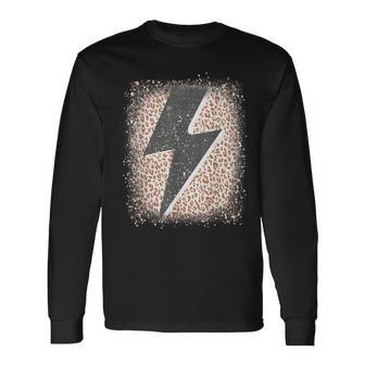 Distressed Thunder Leopard Cheetah Print Lightning Bolt Long Sleeve T-Shirt - Monsterry UK