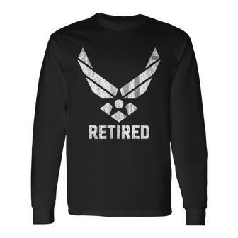 Distressed Usaf Retired Long Sleeve T-Shirt - Monsterry