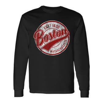 Distressed Vintage Boston Massachusetts Sports Long Sleeve T-Shirt - Monsterry AU